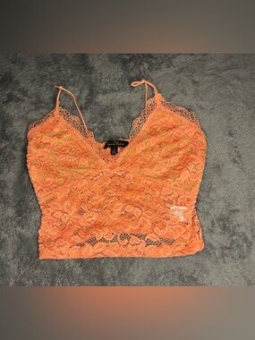 Love Tree Lace Camisole Crop Top - Coral Orange